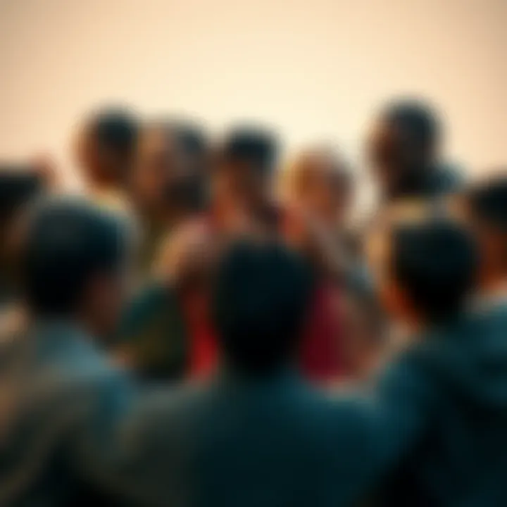 A diverse group of people holding hands in a circle, showing unity and support while smiling at each other, symbolizing empathy and positive change.