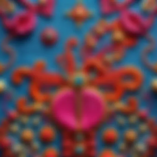 A beautifully finished embroidered piece depicting the Venetian Opulence design with colorful threads and intricate patterns.