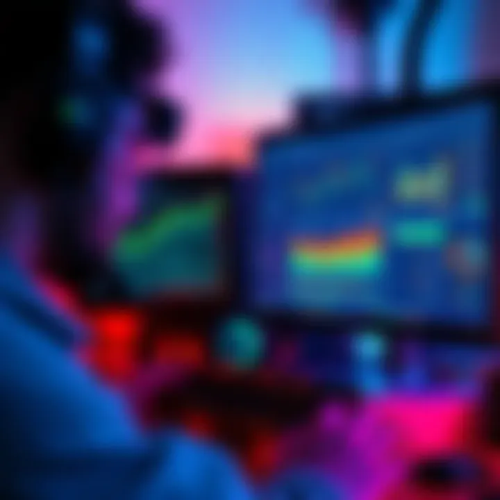 A computer setup with mining software on the screen, showing graphs and statistics related to P2Pool Nano and Mini mining options.