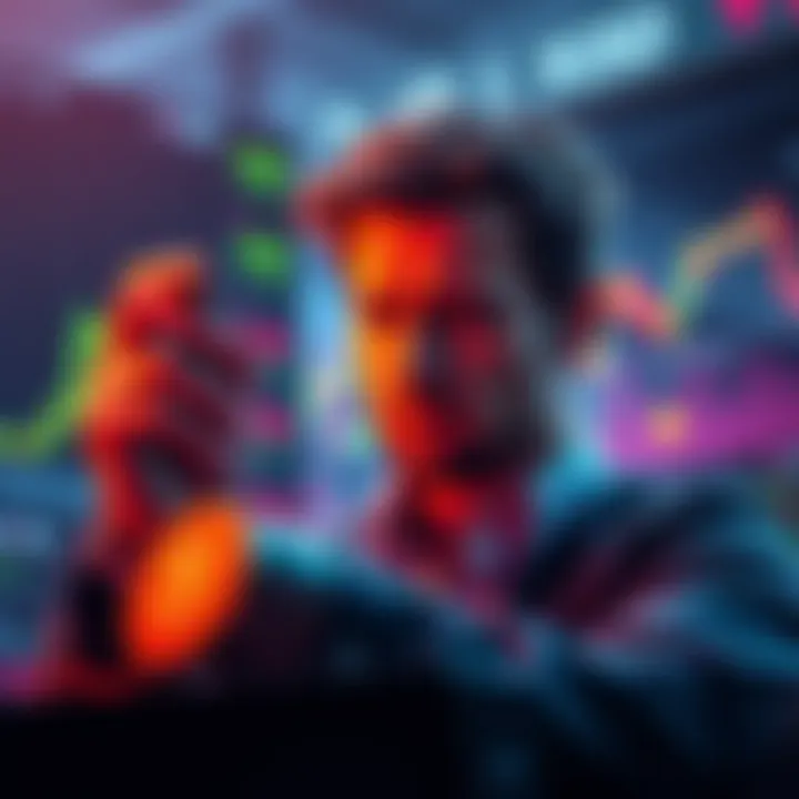 A person analyzing charts and tokens representing XUSD, showing uncertainty about stablecoins and financial safety.