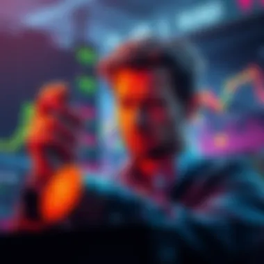 Concerns About XUSD Stablecoin A person analyzing charts and tokens representing XUSD, showing uncertainty about stablecoins and financial safety.