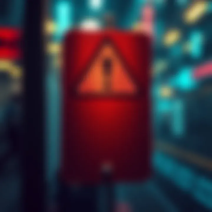 A warning sign about the Confluence app, showing privacy risks and VPN usage.