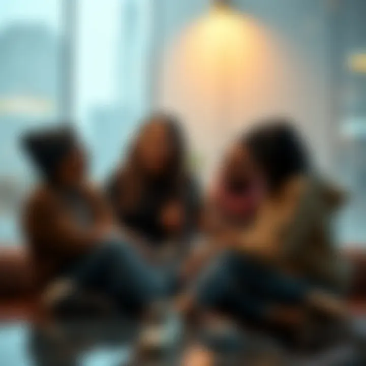 A group of friends chatting, emphasizing the use of the word 'So' in their dialogue, showcasing modern communication styles.