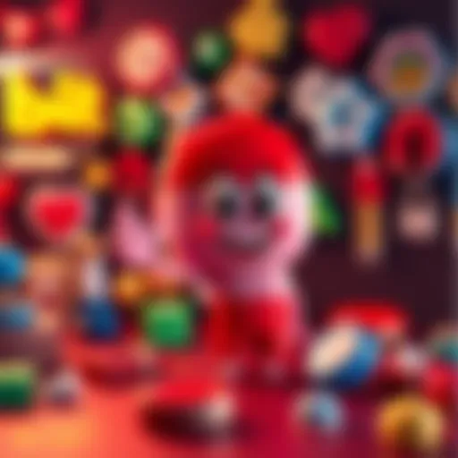 Bright and colorful magnets displayed with Bitto's character inviting people to engage