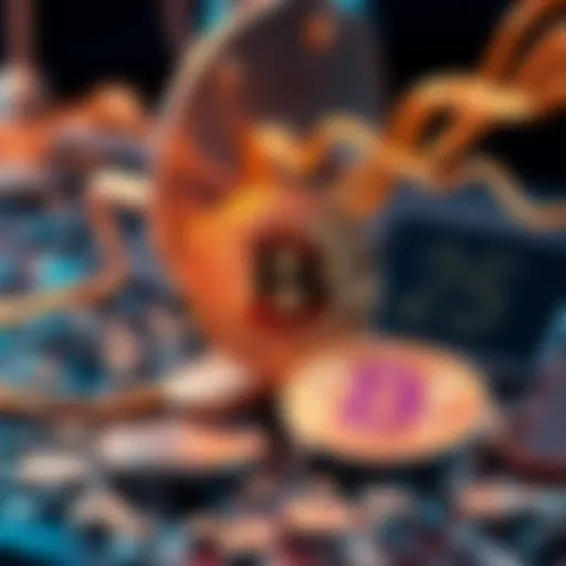 Illustration of copper transforming into digital bitcoin coins, representing an innovative conversion process in cryptocurrency.