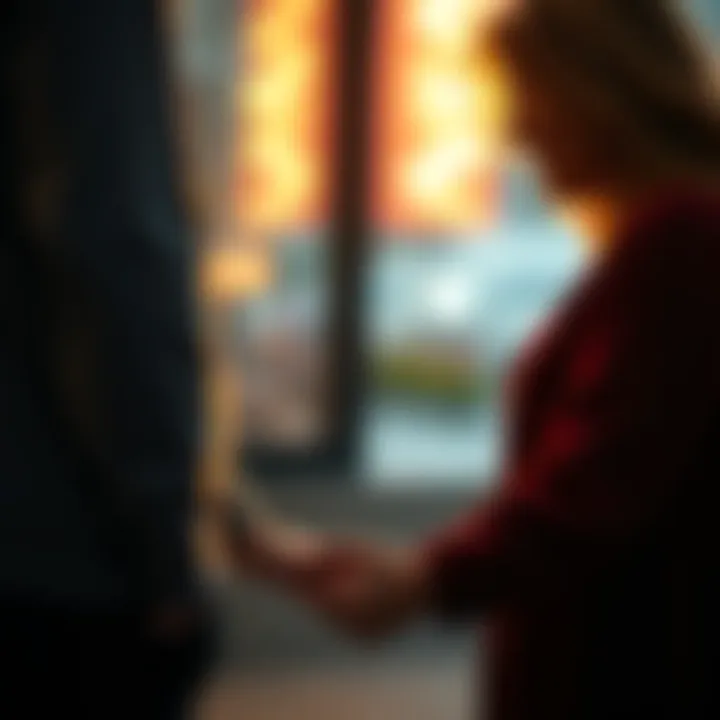 A couple sharing a sweet moment, holding hands with smiles, showcasing love and connection.