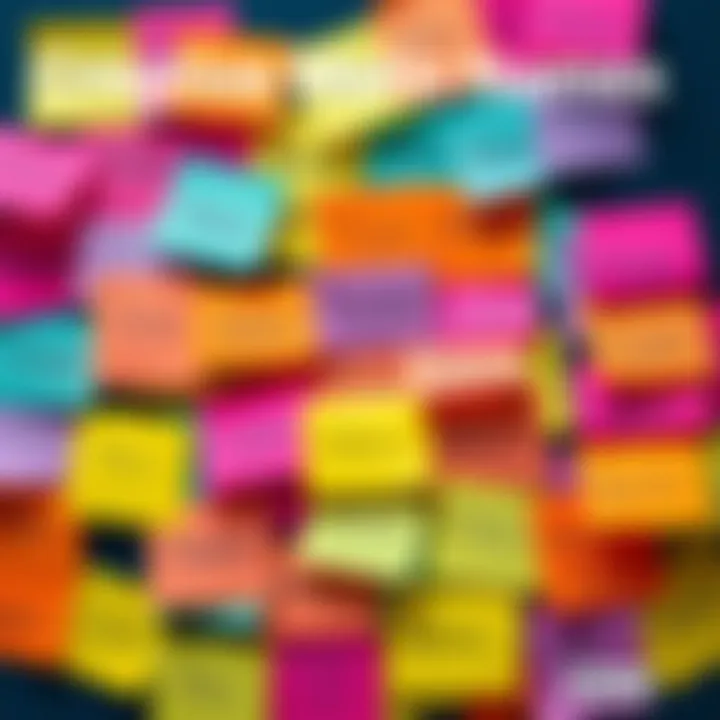 A collage of unique names written on colorful sticky notes for Matic vehicles, showcasing people's creativity and engagement in sharing ideas.