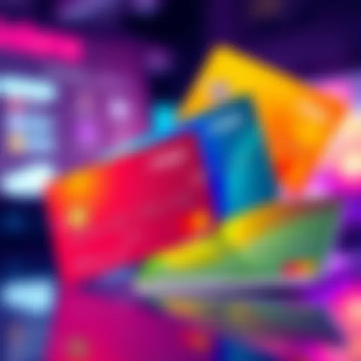 A visual of colorful credit cards with Solana branding, showcasing modern design and technology.