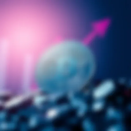 CRO Crypto coin with upward trend in background