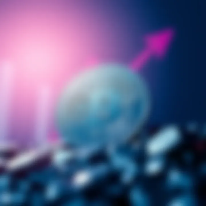 CRO Crypto coin with upward trend in background