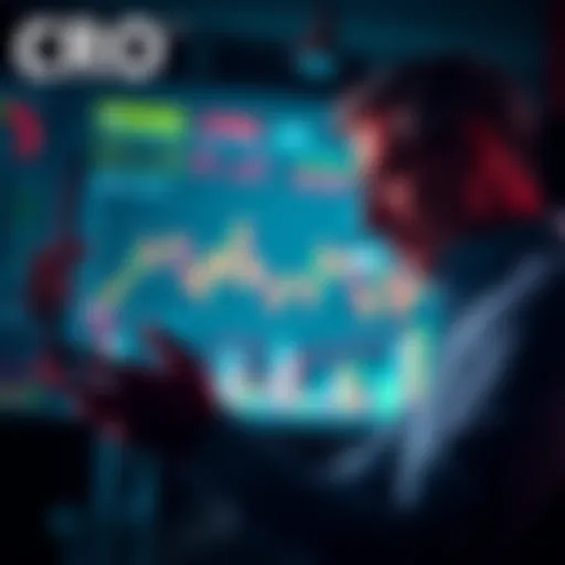 A businessman analyzing investment charts and data related to CRO's market performance.