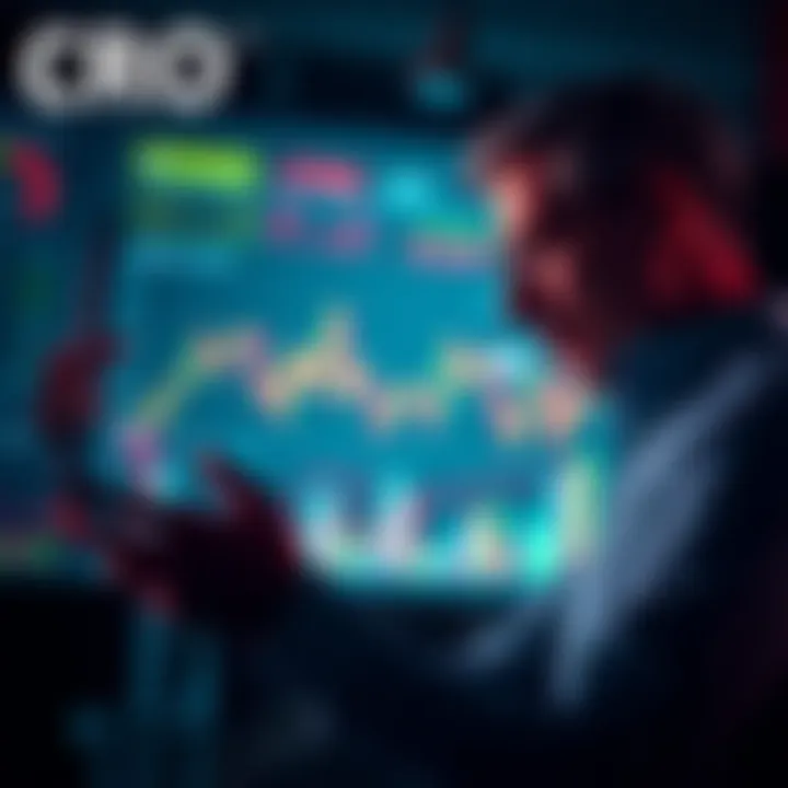 A businessman analyzing investment charts and data related to CRO's market performance.
