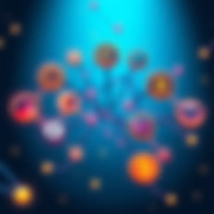 An illustration showing various crypto platforms connected by arrows, representing cross-chain aggregators enhancing trading and liquidity.