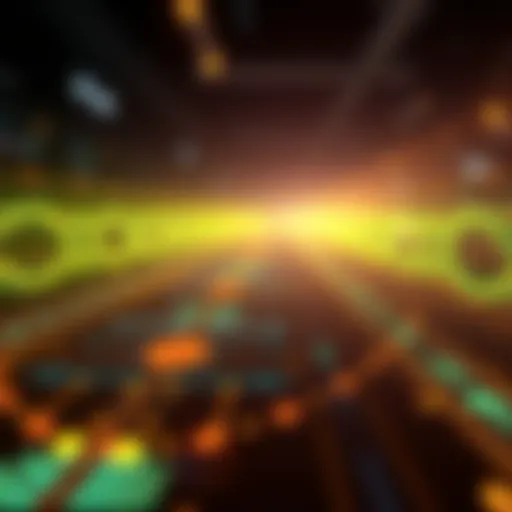 A visual representation of cross-chain aggregators showing asset transfers between different blockchains like Solana, with arrows depicting efficient routing and token wrapping.