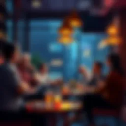 Group of people discussing cryptocurrency trends and safety tips in a coffee shop setting