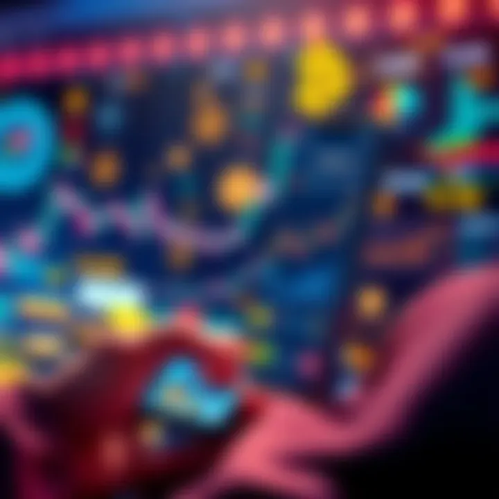 Crypto Beginner Essentials A person using a smartphone app to explore cryptocurrency options and market trends, surrounded by various coins and charts, representing the journey of a crypto beginner.