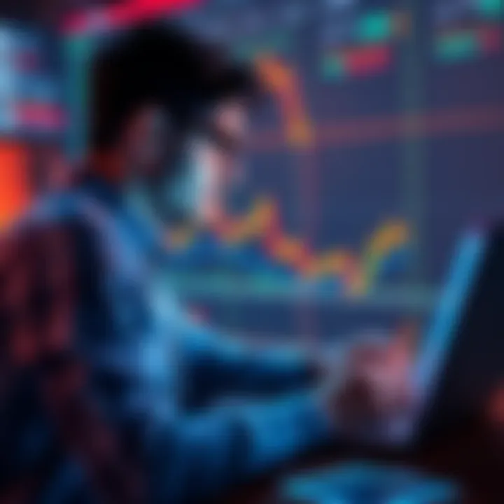 A person studying cryptocurrency charts with a laptop and notebook, reflecting on their journey in crypto investing