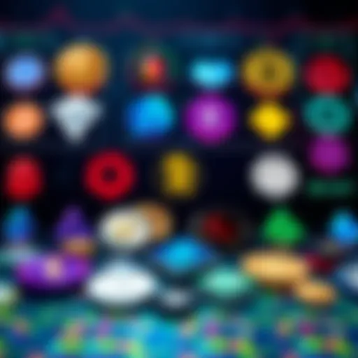 A variety of crypto casino logos on a digital background, representing different no-KYC platforms for gaming.