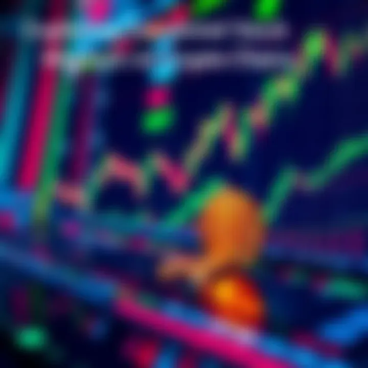 A visual representation of cryptocurrency symbols alongside stock market charts, illustrating the concept of trading stocks using crypto chains.
