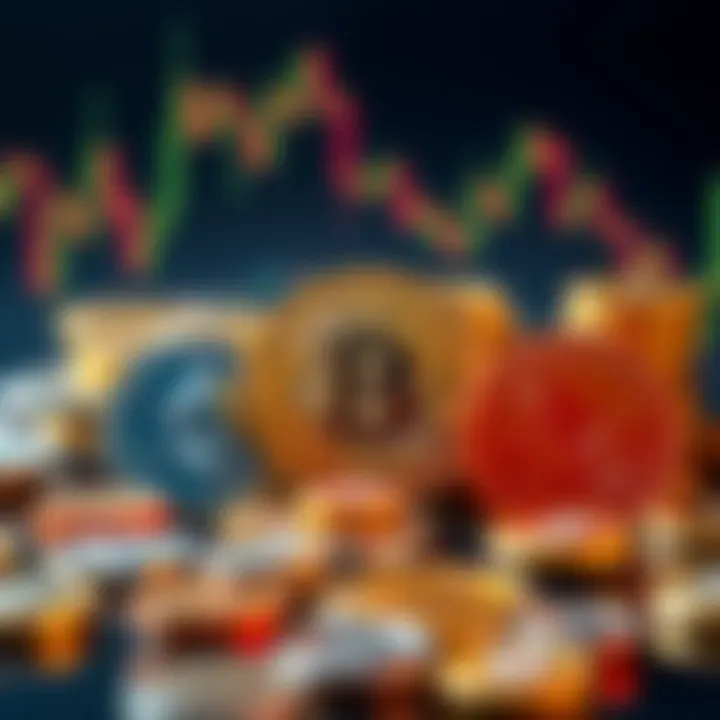 A visual representation of Bitcoin and Ethereum alongside various altcoins, showing their fluctuations and market trends.