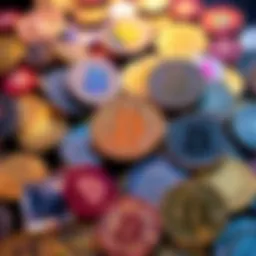 A collection of various cryptocurrency coins representing potential investment options.
