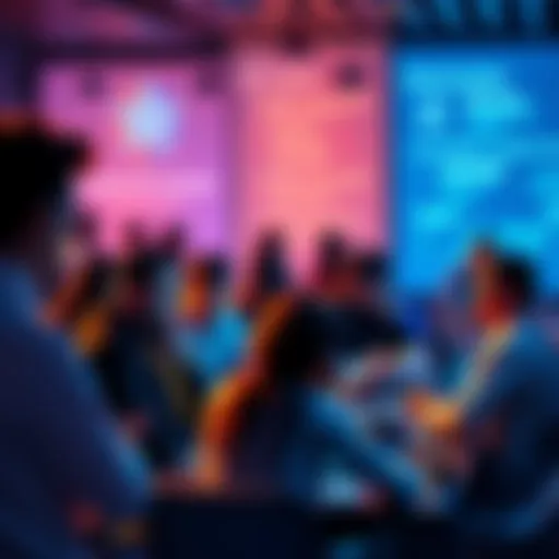 People engaging in a crypto discussion at a forum, sharing tips and insights while being cautious.