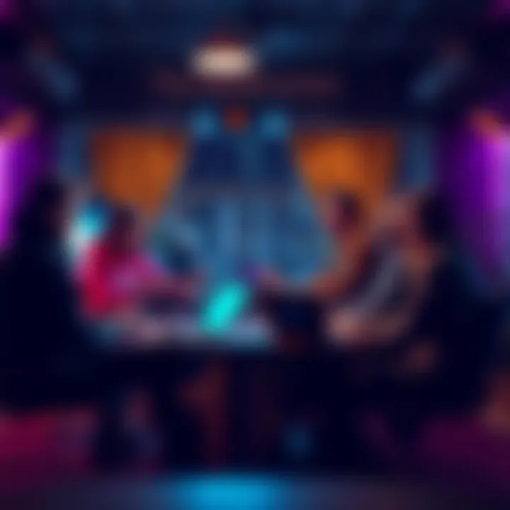 A group of people discussing cryptocurrency in a casual setting with laptops and phones, highlighting community guidelines and safety tips.