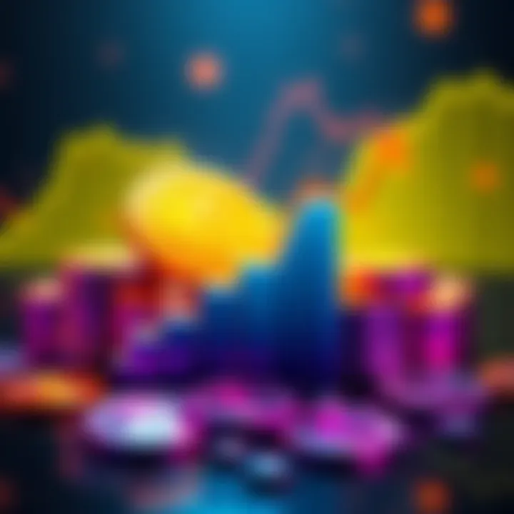 A digital representation of cryptocurrency coins with a rising graph, symbolizing earning yield in a cautious market.