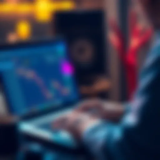 A person using a laptop to access cryptocurrency options without KYC requirements
