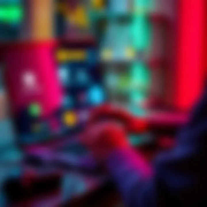 A person analyzing cryptocurrency options on a laptop with various exchange logos displayed on the screen