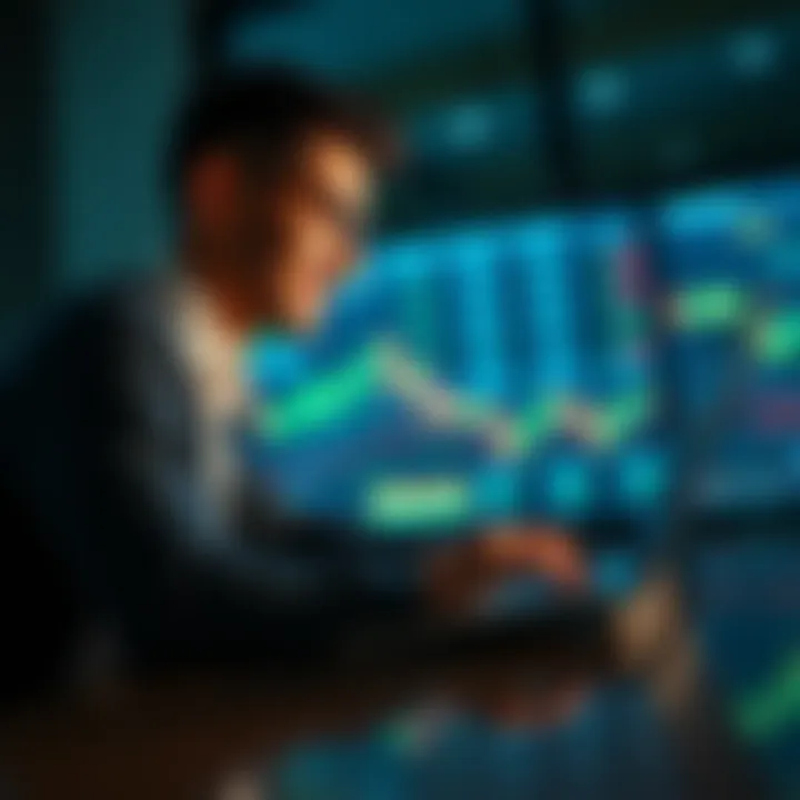 A person looks content while checking cryptocurrency prices on a laptop, symbolizing reduced financial stress through small investments.