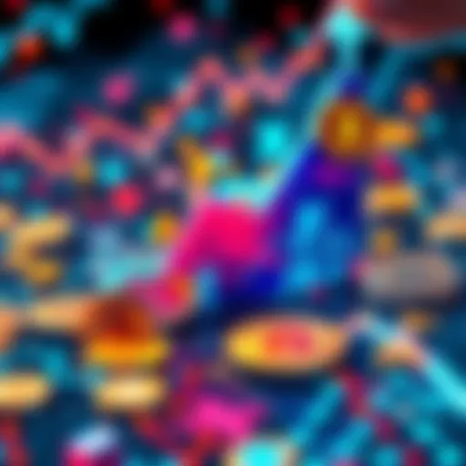 A digital representation of cryptocurrency growth with various coins and blockchain symbols, illustrating the future of finance and internet-of-value.