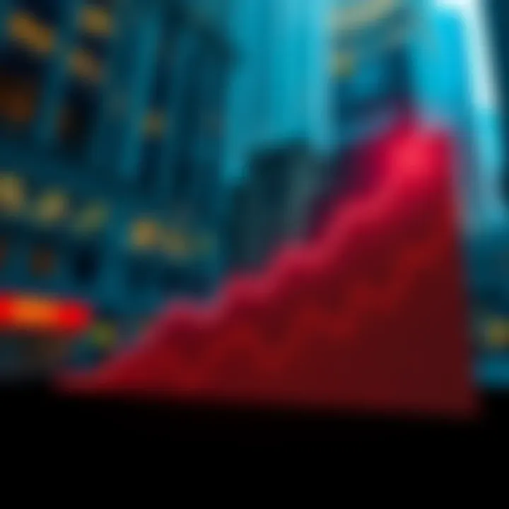 Graph showing rising trends in cryptocurrency with Wall Street backdrop