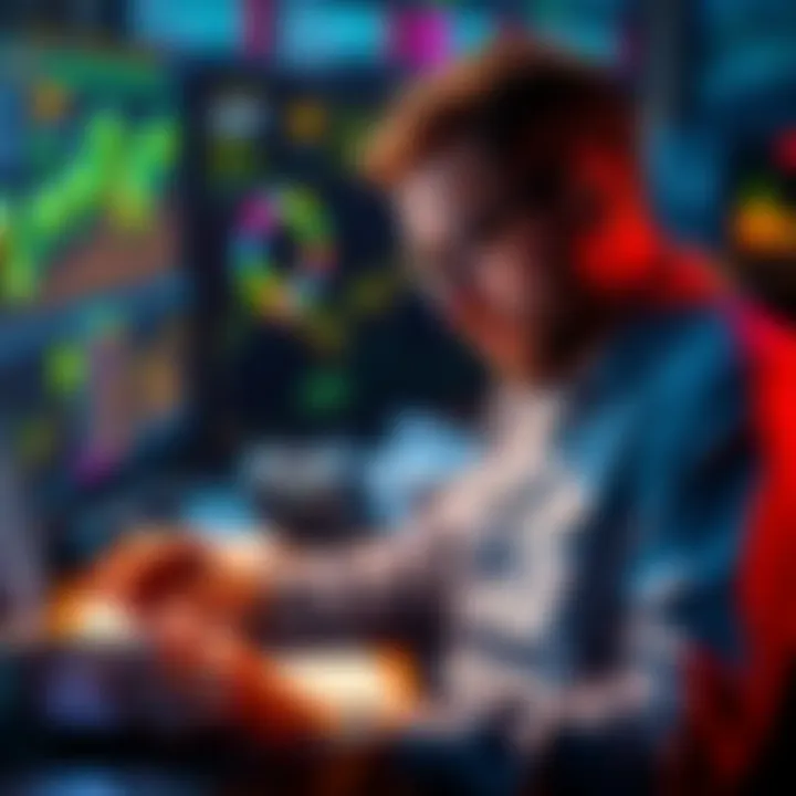 A person analyzing graphs and charts related to cryptocurrency and passive income options