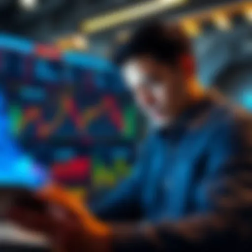 Individual analyzing graphs and cost data related to cryptocurrency holdings, looking focused on investment decisions