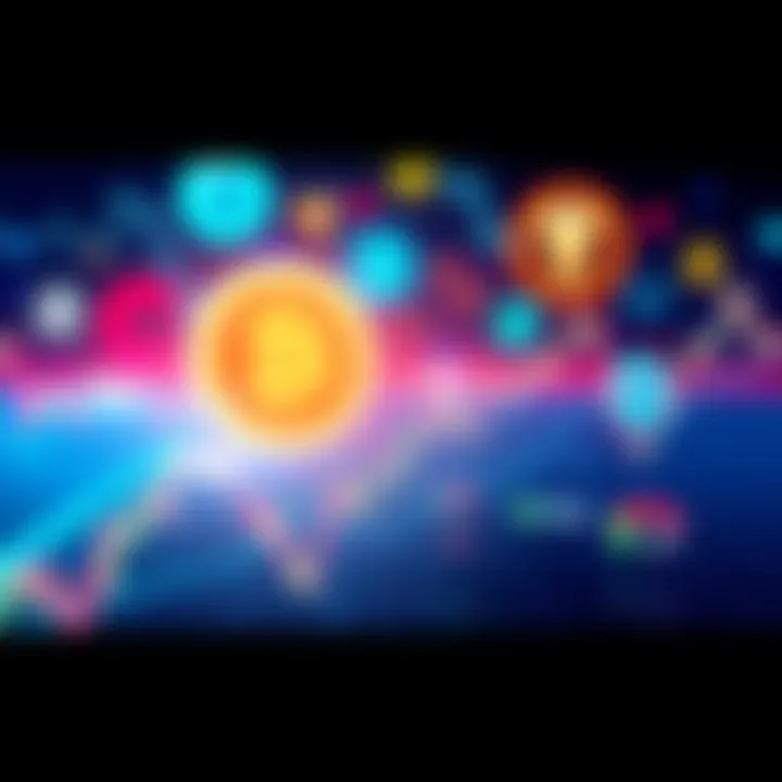 A visual representation of the cryptocurrency market showing a significant drop in values, with graph lines declining and symbols of popular cryptocurrencies in the background.