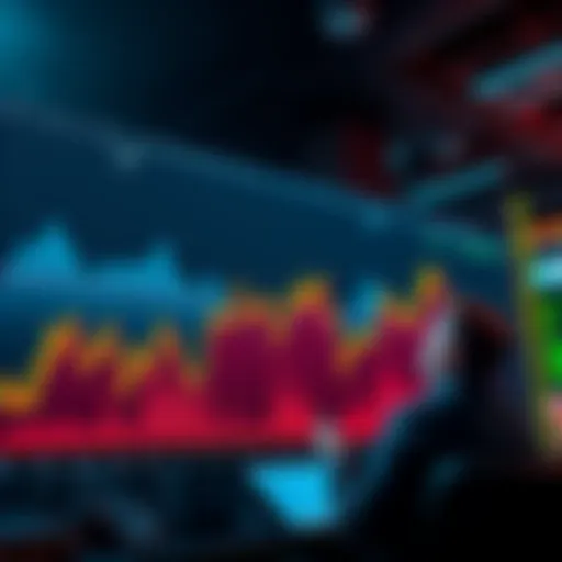 A graph showing a steep drop in cryptocurrency prices alongside worried investors looking at charts