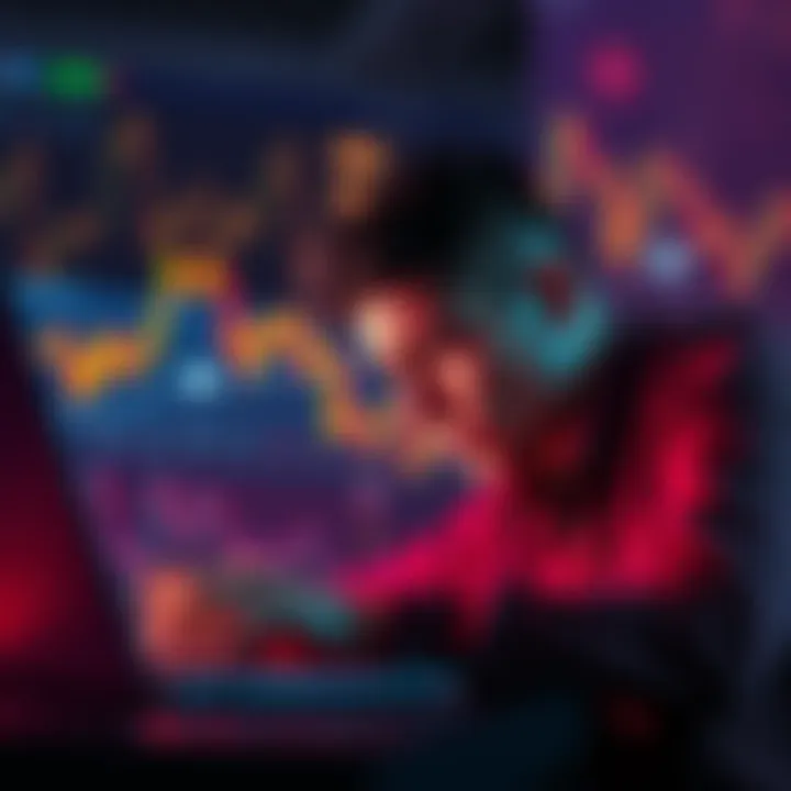 A worried person looking at fluctuating cryptocurrency charts on a laptop, reflecting stress and uncertainty.