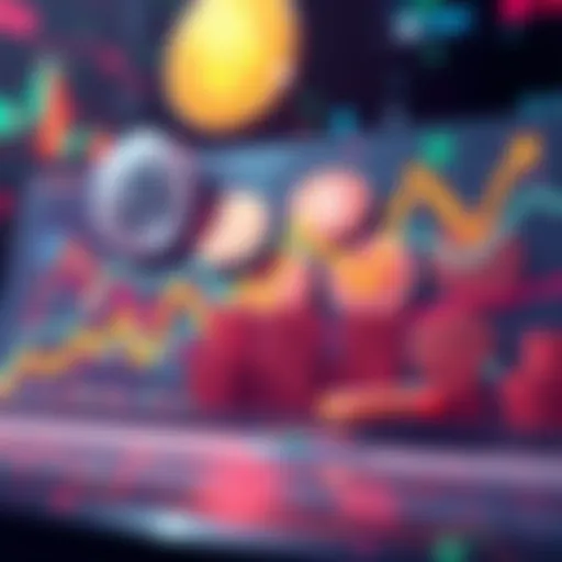 A graph showing rising trends in the cryptocurrency market, with digital coins in the background