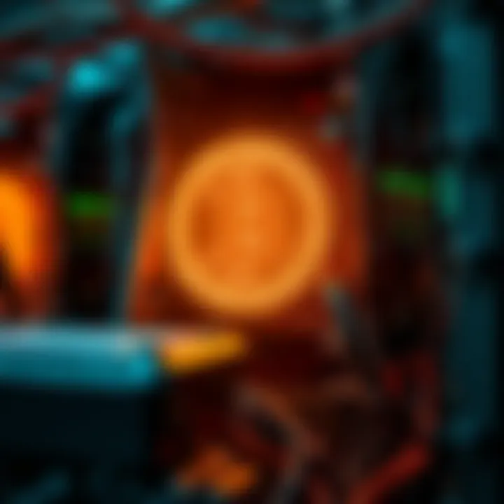 A graphic showing cryptocurrency mining equipment with a glowing Bitcoin symbol, representing the boom from 2019 to 2021, and a question mark for profitability in 2026.