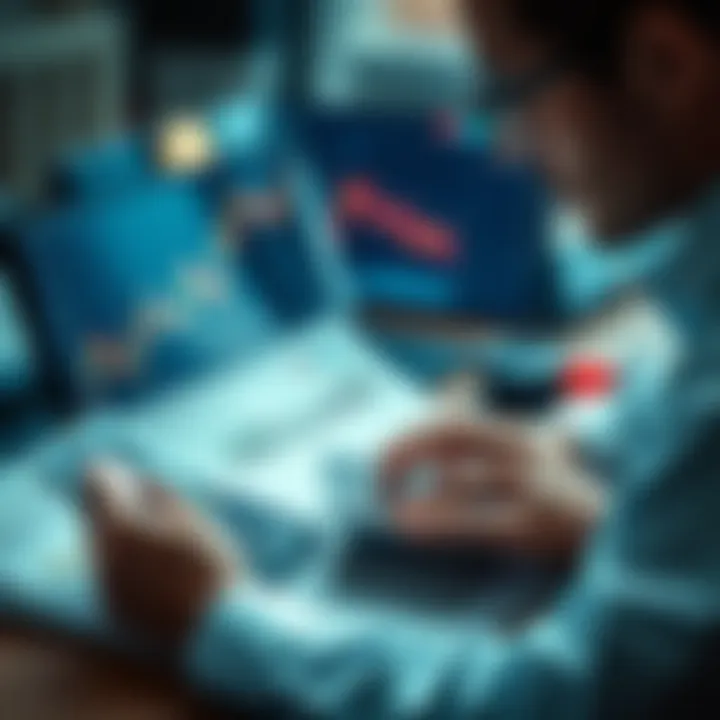 A person analyzing cryptocurrency charts with a calculator and financial documents, representing strategic timing for selling crypto during low income years.