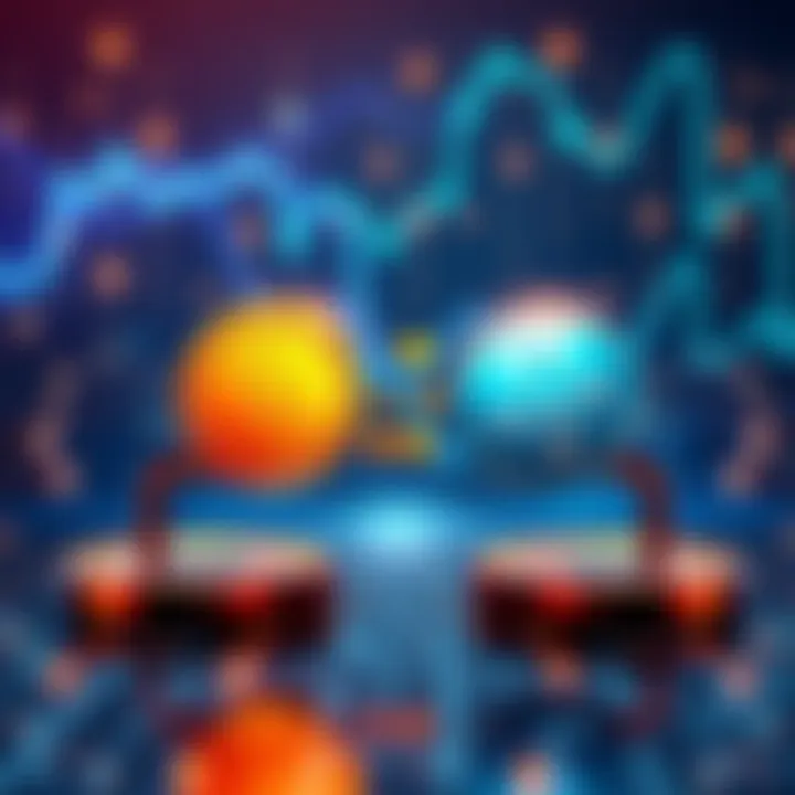 A visual representation of swapping Bitcoin and Solana on decentralized platforms, featuring symbols of both cryptocurrencies with arrows indicating exchange.