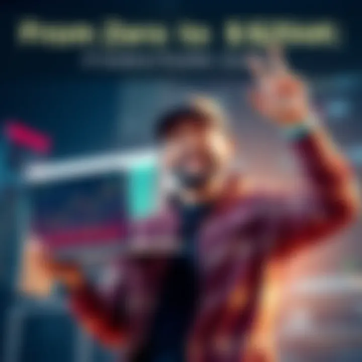 A person with a big smile holding a laptop displaying crypto charts, symbolizing financial success in the Solana market.