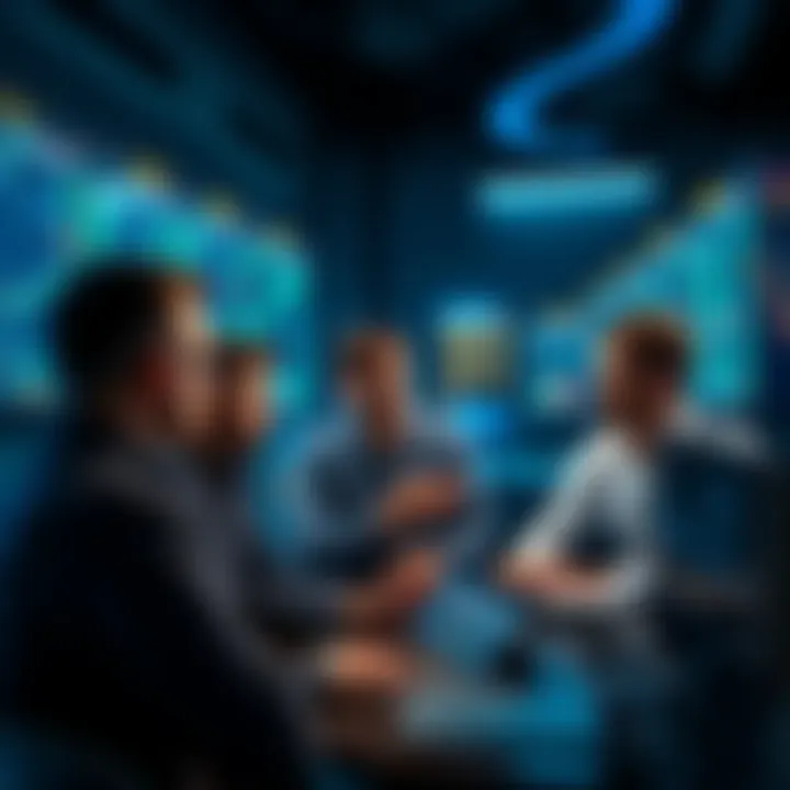 Group of traders discussing cryptocurrency strategies and tips online