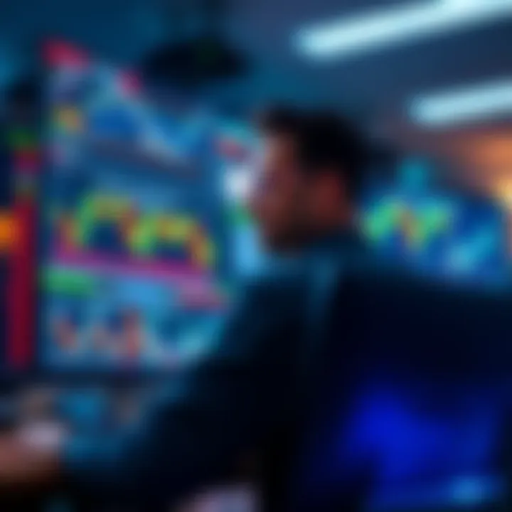 A trader analyzing various crypto exchange platforms with charts and graphs on a computer screen