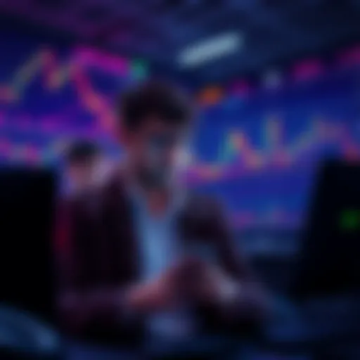 A beginner trader looking at cryptocurrency charts with worried expressions, representing the risks of market orders.