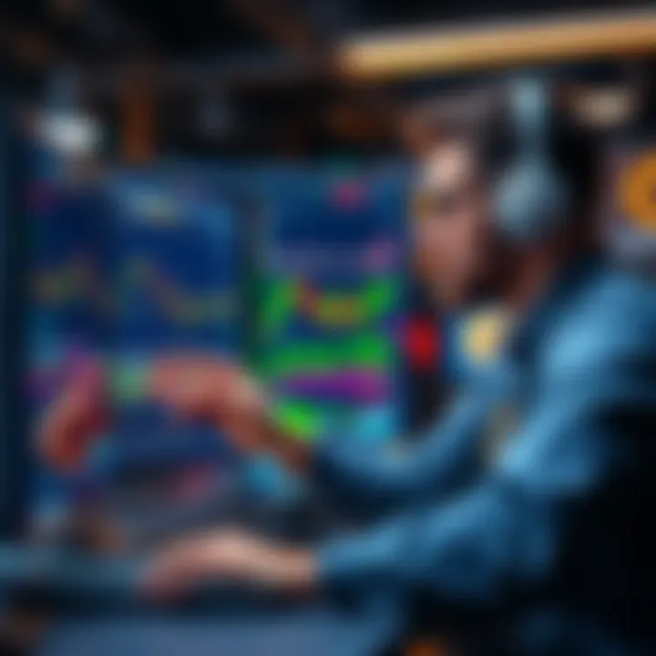A focused trader analyzing crypto charts and market data on a computer screen, highlighting trading success techniques.