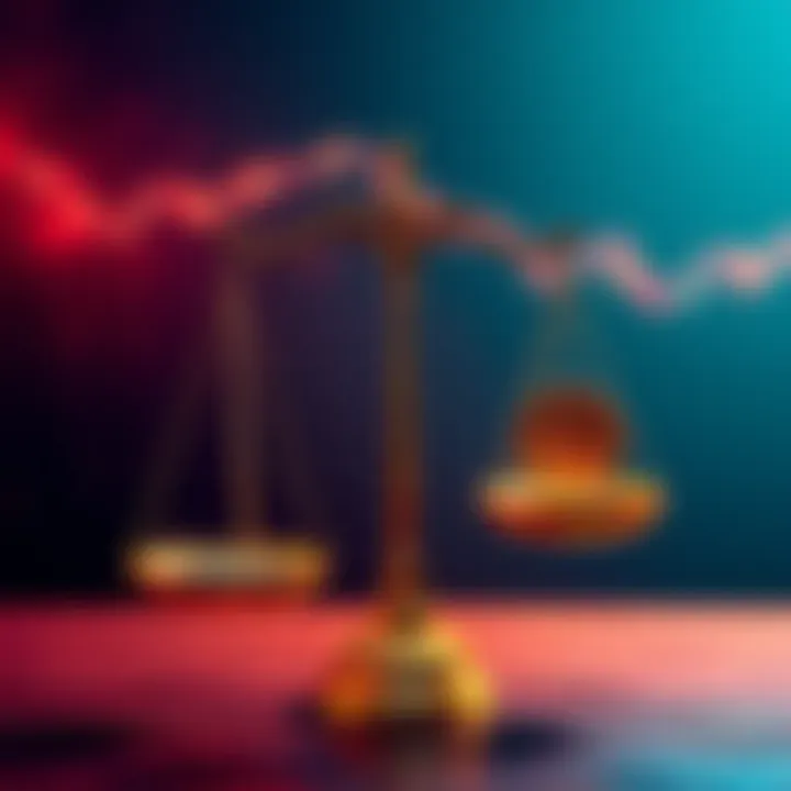 An illustration showing a balance scale with usability on one side and trust on the other, depicting the debate in cryptocurrency adoption.