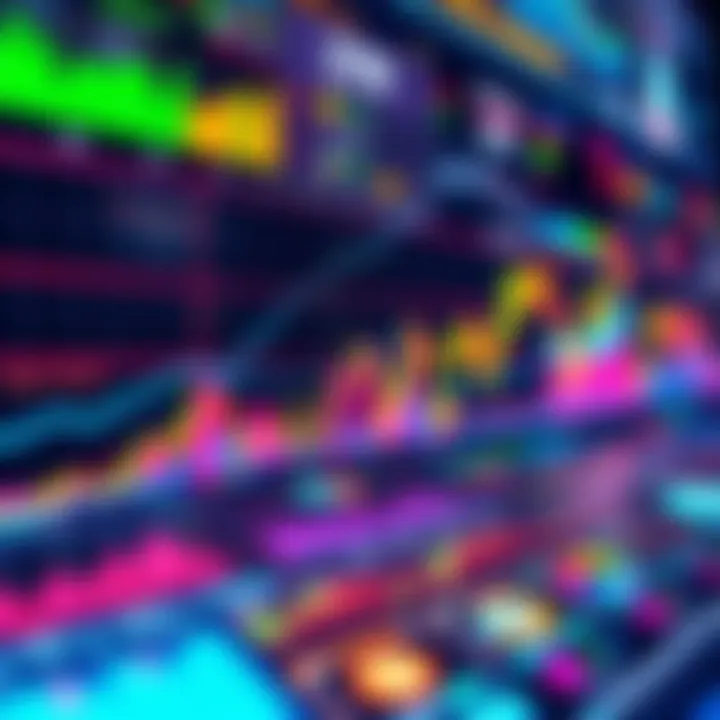 A digital display of colorful cryptocurrency graphs and charts, showcasing various cryptocurrencies for investors to analyze