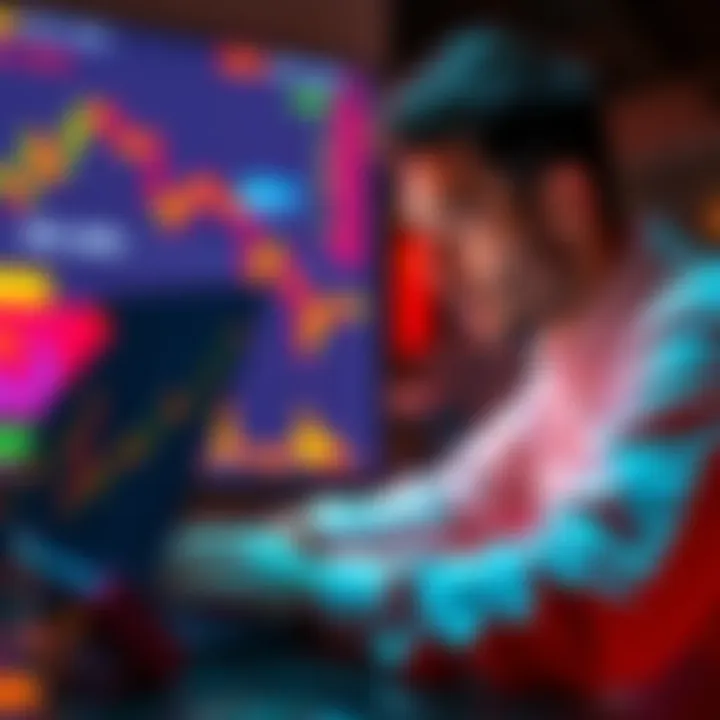 A person analyzing cryptocurrency charts on a laptop, symbolizing investment strategy inspired by Michael J. Saylor.